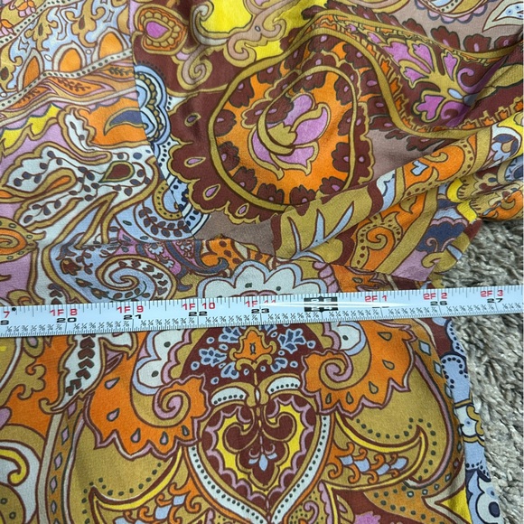 JOHNNY WAS Brooklyn Paisley Silk Set XL yellow purple pajama pants short sleeve - Picture 14 of 16
